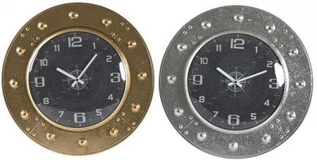 Dkd Home Decor Zegar Ścienny Szkło Srebrzysty Czarny Złoty Żelazo 48,5X6X48,5Cm