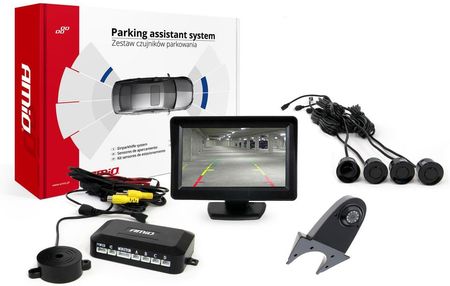 Amio Zestaw Czujników Parkowania Tft01 4,3" Z Kamerą Hd-502-Ir 4 Sensory Czarne (Ami02671)