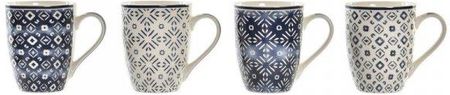 Dkd Home Decor Kubek Porcelana Czarny Biały Arabia Płytka 340Ml 4Szt.