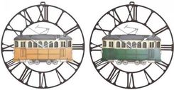 Dkd Home Decor Zegar Ścienny Metal Kolor Zielony Żółty Vintage Pociąg 49,5X3,5 48Cm 2Szt.