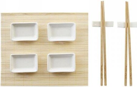 Dkd Home Decor Zestaw Do Sushi Naturalny Biały Bambus 28X22 2,5Cm