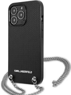 Etui KARL LAGERFELD Leather Textured and Chain do Apple iPhone 13 Pro Max Czarny (480836)