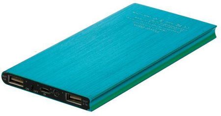 POWERBANK 20000mAh SLIM 2x USB niebieski + LED