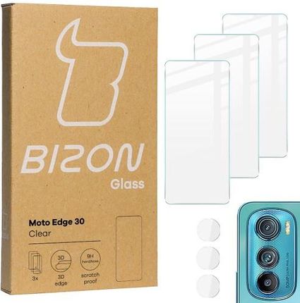 Szkło hartowane Bizon Glass Clear - 3 szt. + obiektyw, Motorola Edge 30 (41441)