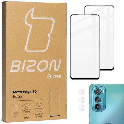 Szkło hartowane Bizon Glass Edge - 2 sztuki + ochrona na obiektyw, Motorola 30 (41451)