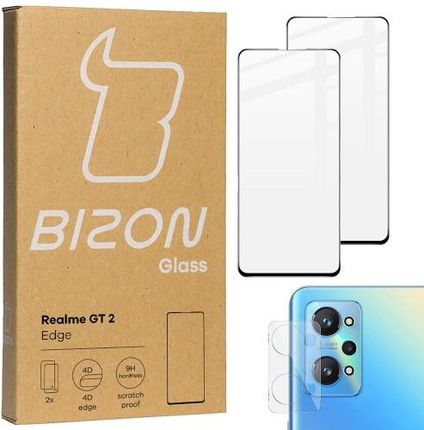 Szkło hartowane Bizon Glass Edge - 2 sztuki + ochrona na obiektyw, Realme GT2 (41570)