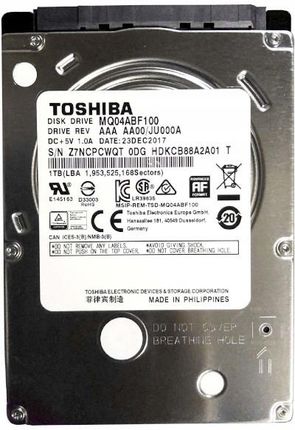 Toshiba 1TB 2,5' MQ04ABF100 128MB 5400RPM 7MM