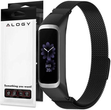 Bransoleta Milanese pasek Alogy stal nierdzewna do Samsung Galaxy Fit 2 SM-R220 Czarna (51031)