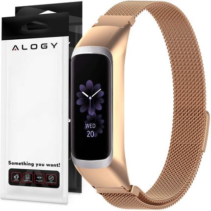 Bransoleta Milanese pasek Alogy stal nierdzewna do Samsung Galaxy Fit 2 SM-R220 Złota (51033)