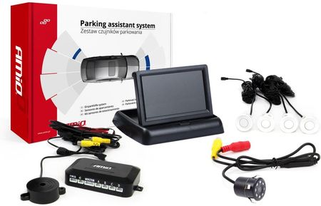Amio Zestaw Czujników Parkowania Tft02 4 3 Z Kamerą Hd-307-Ir Sensory Białe Ami02680