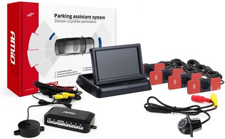 Amio Zestaw Czujników Parkowania Tft02 4 3 Z Kamerą Hd-305-Led Sensory Czarne Wewnętrzne Ami02706
