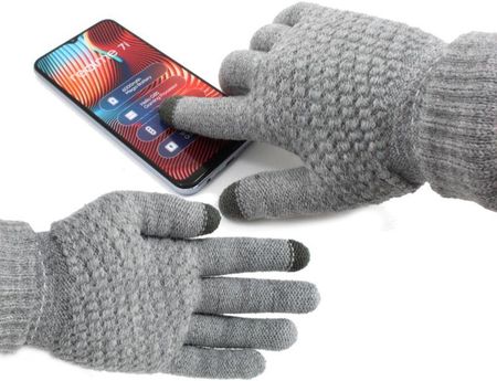 Rękawiczki zimowe dotykowe szare