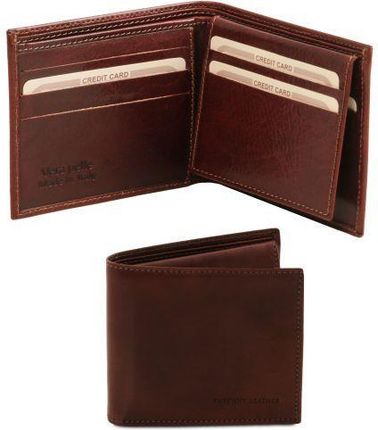 Tuscany Leather Ekskluzywny portfel męski skóra - 3-krotnie składany , kolor ciemny brąz TL141353