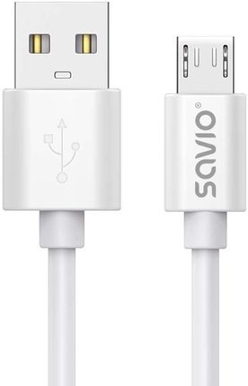 Savio kabel USB A - Micro USB Biały 3m (CL-167)