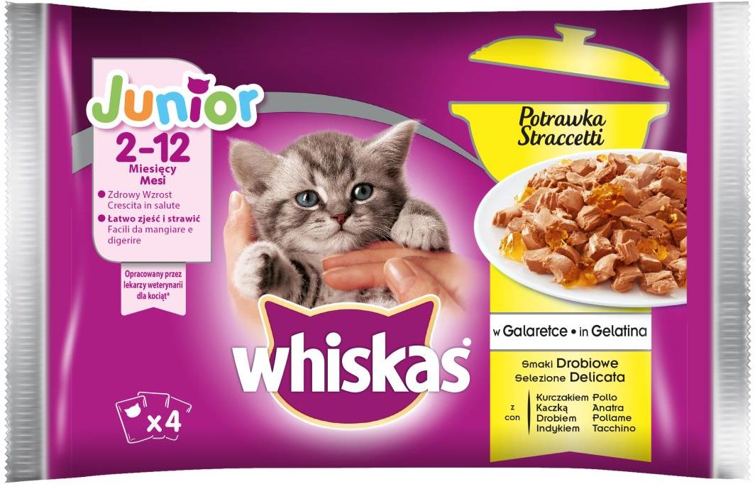 Karma Whiskas Saszetka Junior Potrawka Saszetek Smaki Drobiowe Mokra