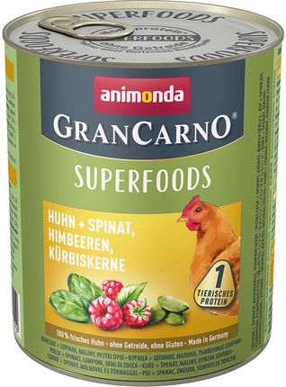 Animonda Grancarno Adult Superfoods Kurczak Szpinak Maliny I Pestki Dyni 24x800g