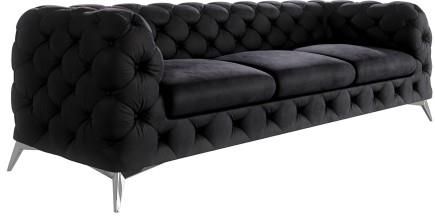 Obszerna pikowana sofa 3-osobowa Chesterfield Chelsea Czarny