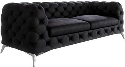 Obszerna pikowana sofa 2,5-osobowa Chesterfield Chelsea Czarna