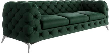 Obszerna pikowana sofa 3-osobowa Chesterfield Chelsea Butelkowa zieleń