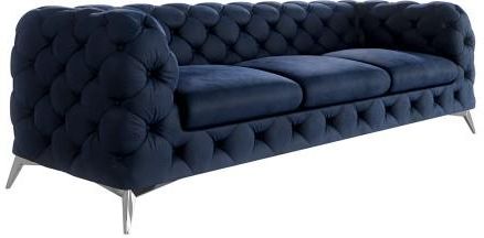 Obszerna pikowana sofa 3-osobowa Chesterfield Chelsea Granat
