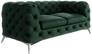 Pikowana sofa 2-osobowa Chesterfield Chelsea Butelkowa zieleń