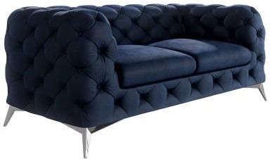 Pikowana sofa 2-osobowa Chesterfield Chelsea Granatowa