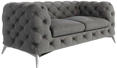 Pikowana sofa 2-osobowa Chesterfield Chelsea Szara