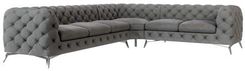 Duży pikowany narożnik Chesterfield Chelsea Szary