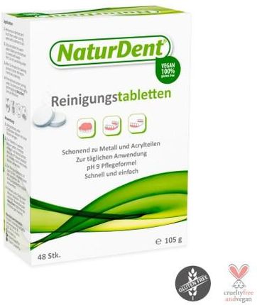 NaturDent, wegańskie tabletki do czyszczenia protez i aparatów/nakładek ortodontycznych, 48szt.