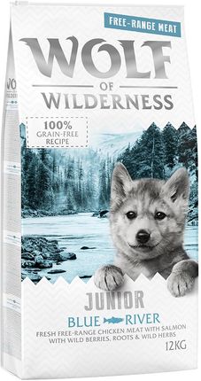 Wolf Of Wilderness Junior Blue River Łosoś I Kurczak Z Wolnego Wybiegu 12kg