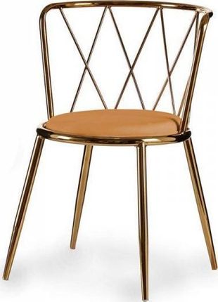 Gift Decor Krzesło Złoty Metal Romby Musztarda (50,5X73 51 Cm) 11212434