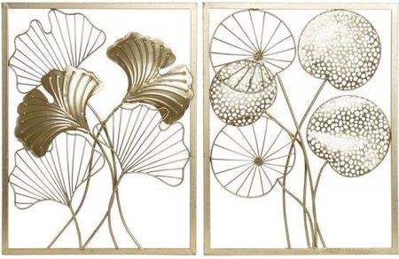 Dkd Home Decor Dekoracja Ścienna Złoty Metal Shabby Chic Liść Roślin (45,5X3 60 Cm) (2 Sztuk) 12635870