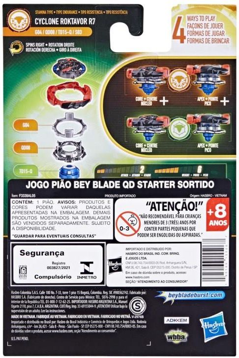 Beyblade Burst Quad Drive Pião com Lançador Kit Iniciante Cyclone Roktavor  R7 - Hasbro F4069