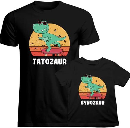 Komplet dla taty i syna - Tatozaur / Synozaur - koszulki z nadrukiem