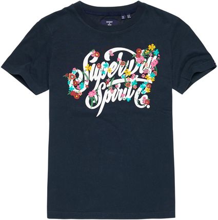 Damska Koszulka z krótkim rękawem SUPERDRY SCRIPT STYLE FLORAL TEE W1010733A98T – Granatowy