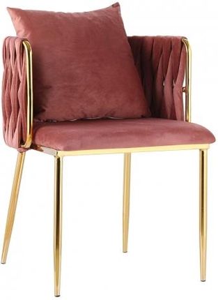 Komfort Biuro Krzesło Do Salonu Jadalni I Restauracji Glamour Różowe Ze Złotymi Nogami 4009