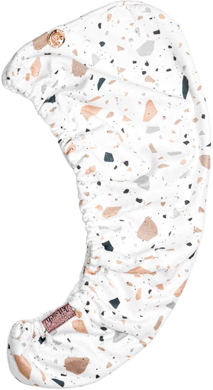 KITSCH MICROFIBER HAIR TOWEL (VARIOUS COLOURS) WHITE TERRAZZO
