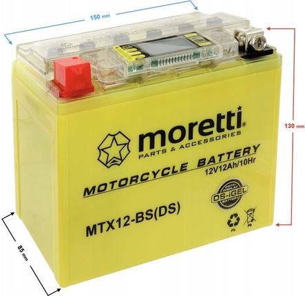 Moretti Akumulator Agm I Gel Ytx12 Bs Ze Wskaźnikiem
