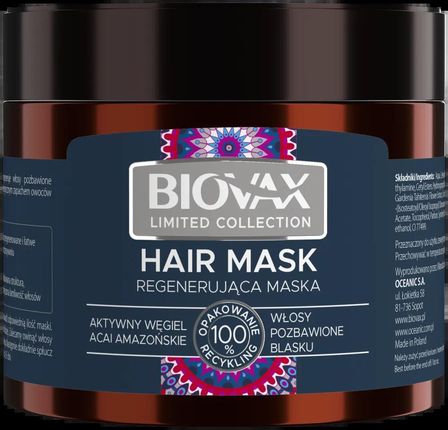 Biovax Limited Regenerująca Maska Aktywny Węgiel & Acai Amazońskie 250 ml