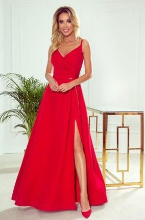 Chiara elegancka maxi suknia na ramiączkach - czerwona