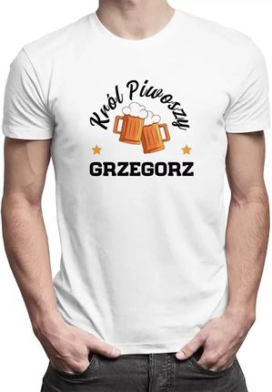 Król piwoszy + imię - produkt personalizowany - męska koszulka z nadrukiem