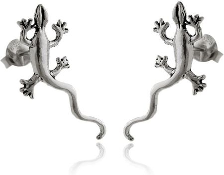 Falana Delikatne oksydowane srebrne kolczyki jaszczurki gekon srebro 925 (K3107)