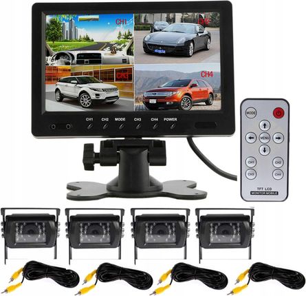 Go Media 4X Kamera Cofania Monitor 9 Cali Bus Tir Diody Ir