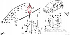 Honda Oe Listwa Pionowa Słupka Drzwi Lewy Przód Civic Ix - dobre Drzwi samochodowe