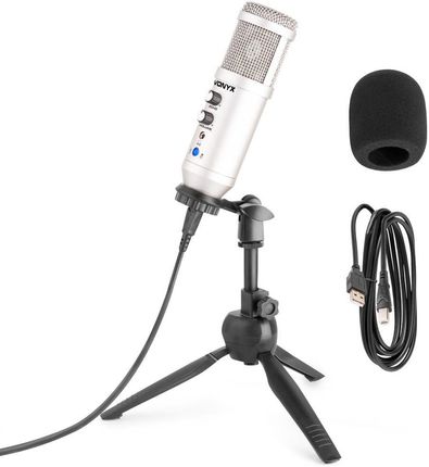Vonyx Cm320S Mikrofon Studyjny Usb Ze Statywem Stołowym - Tytanowy