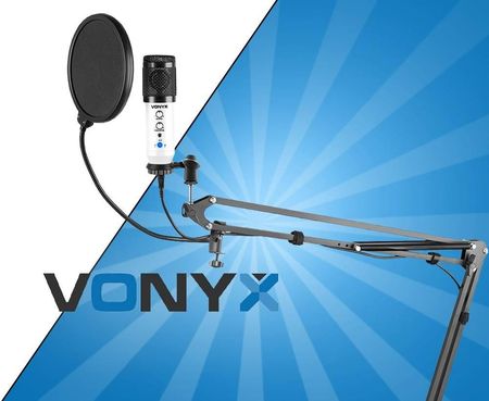 Vonyx Cms320W Mikrofon Studyjny Usb Z Echem I Ramieniem - Biały