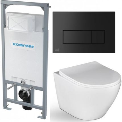 ALCADRAIN C201 KOMFORT Stelaż WC + miska WC + deska + przycisk M578 czarny