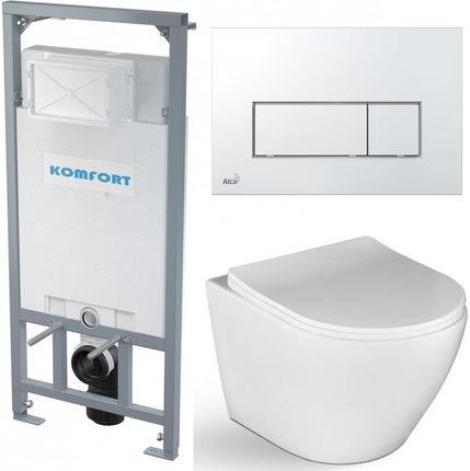 ALCADRAIN C201 KOMFORT Stelaż WC + miska WC + deska + przycisk M571 chrom