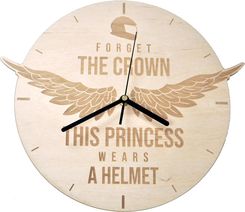 Forget the crown, this princess wears a helmet - drewniany zegar ścienny z grawerem - Zegary handmade