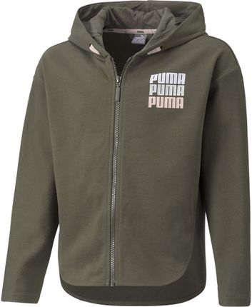 Bluza z kapturem dziewczęca Puma ALPHA FZ khaki 58923844
